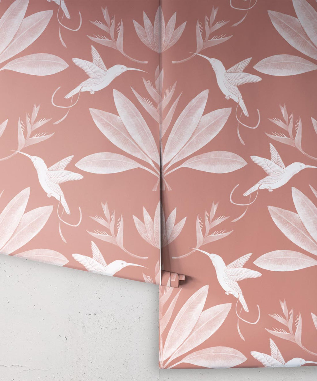 Hummingbirds & Heliconias Wallpaper, Rust