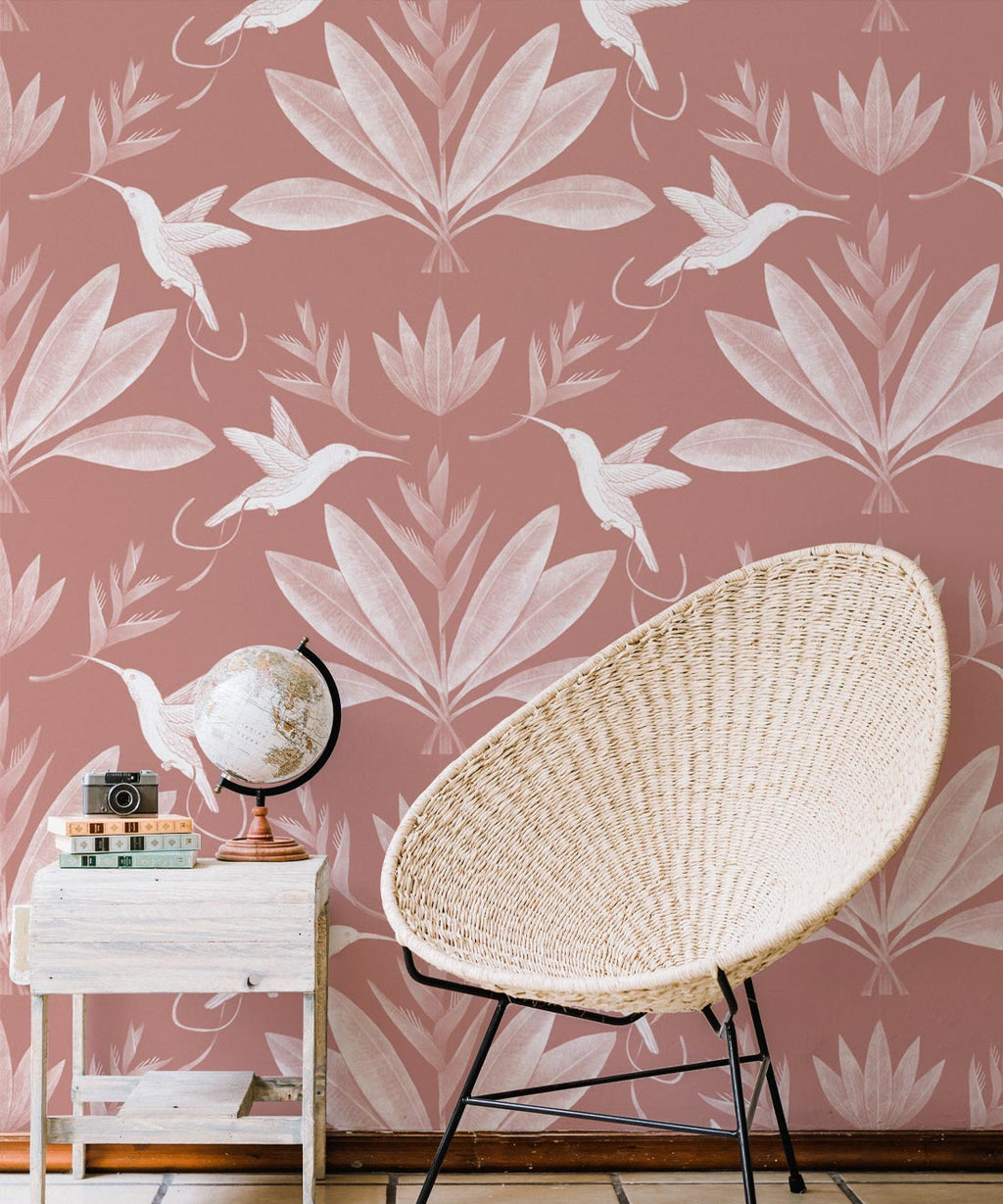 Hummingbirds & Heliconias Wallpaper, Rust