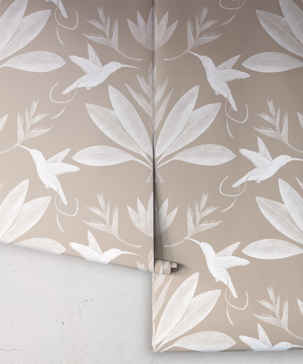 Hummingbirds & Heliconias Wallpaper, Sand