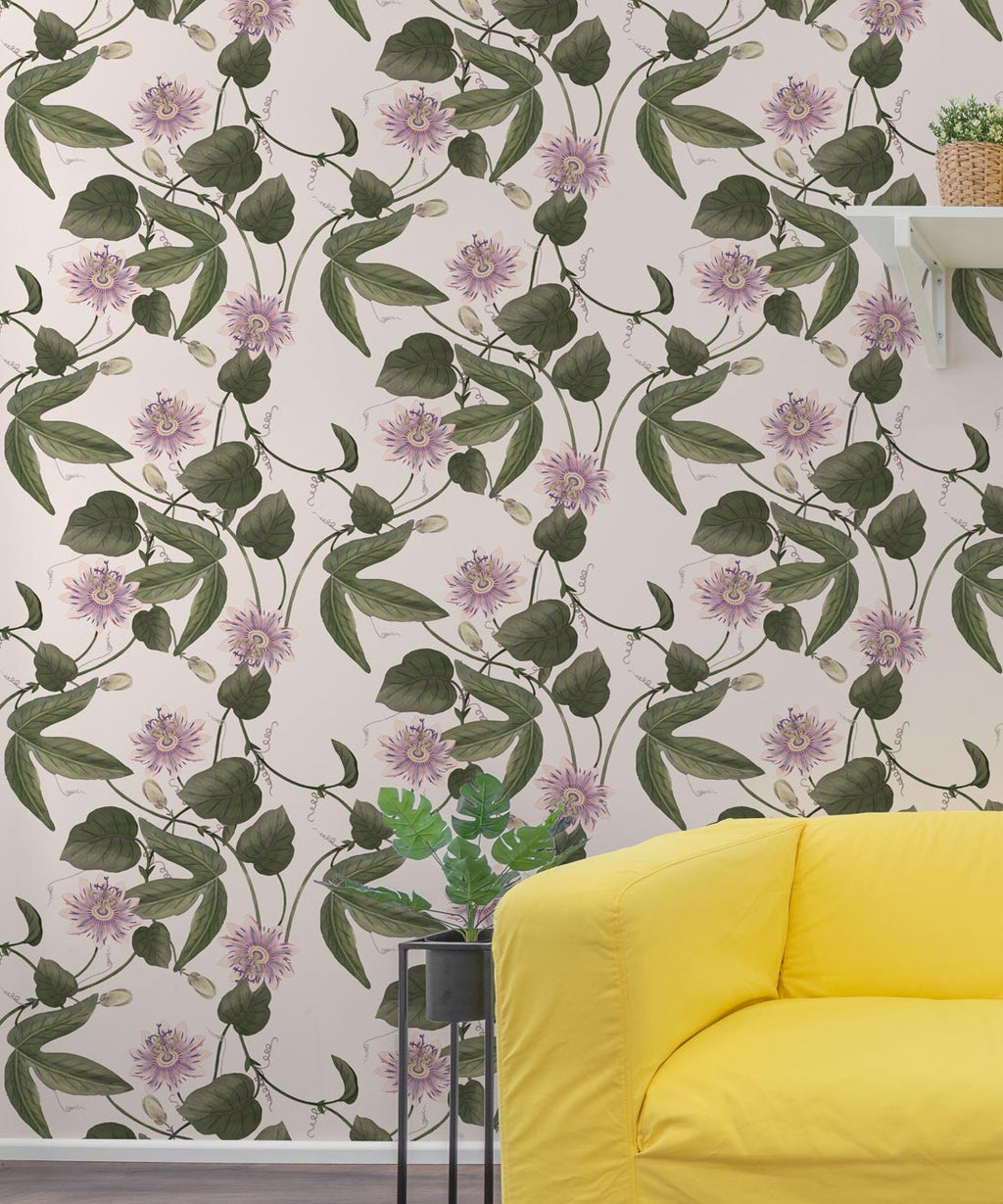 Passiflora Wallpaper, Beige