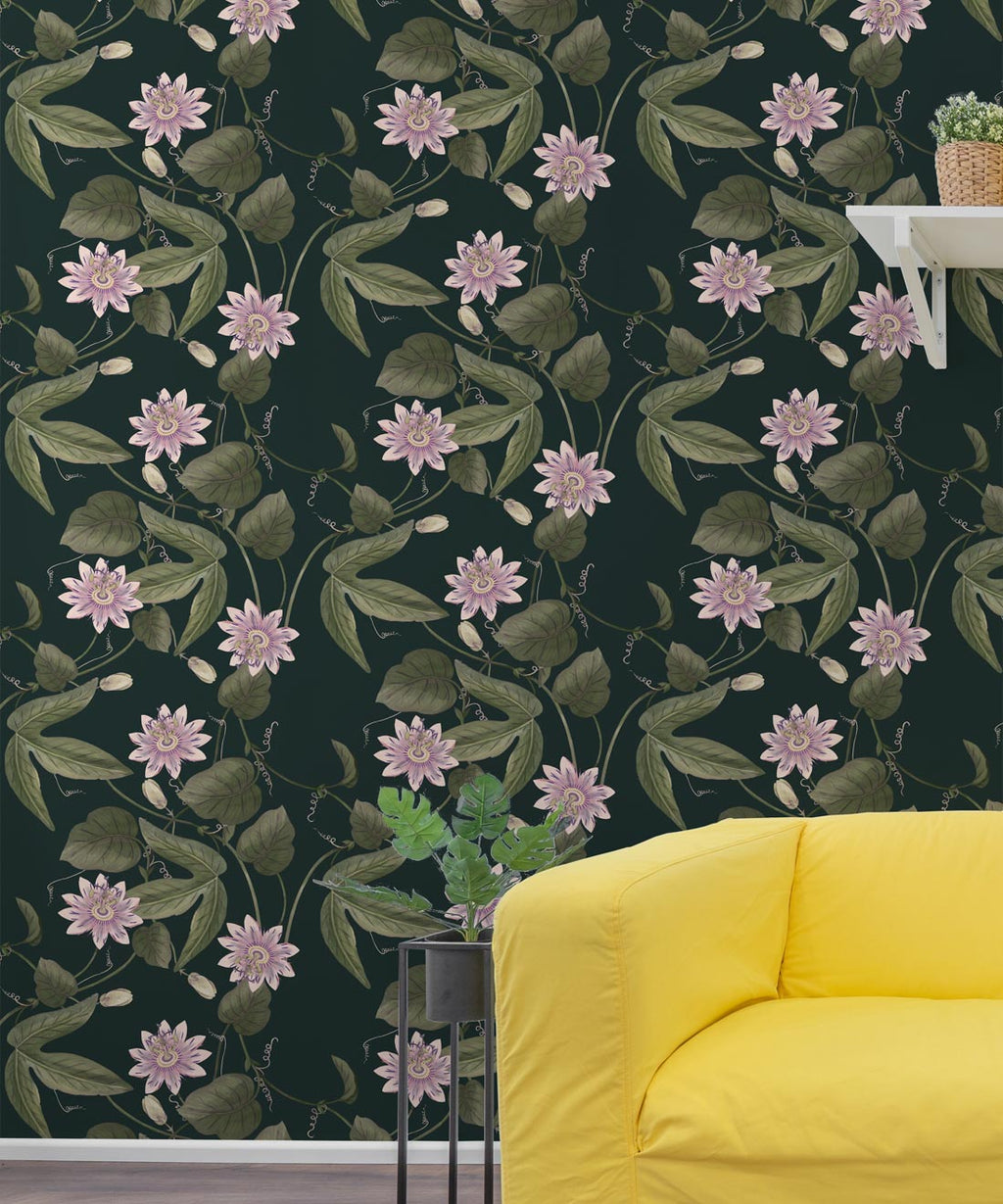 Passiflora Wallpaper, Dark Green