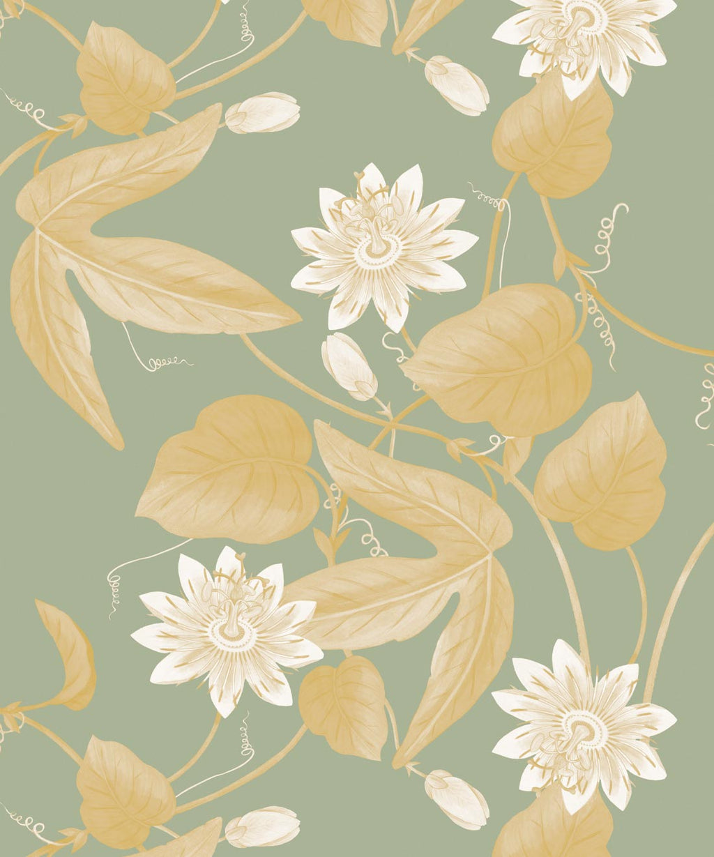 Passiflora Wallpaper, Olive Gold