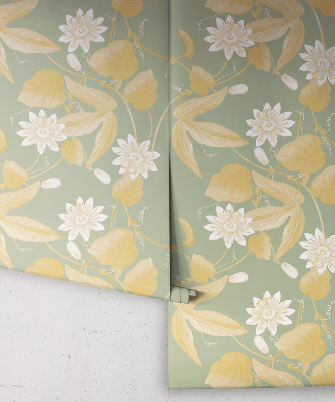 Passiflora Wallpaper, Olive Gold