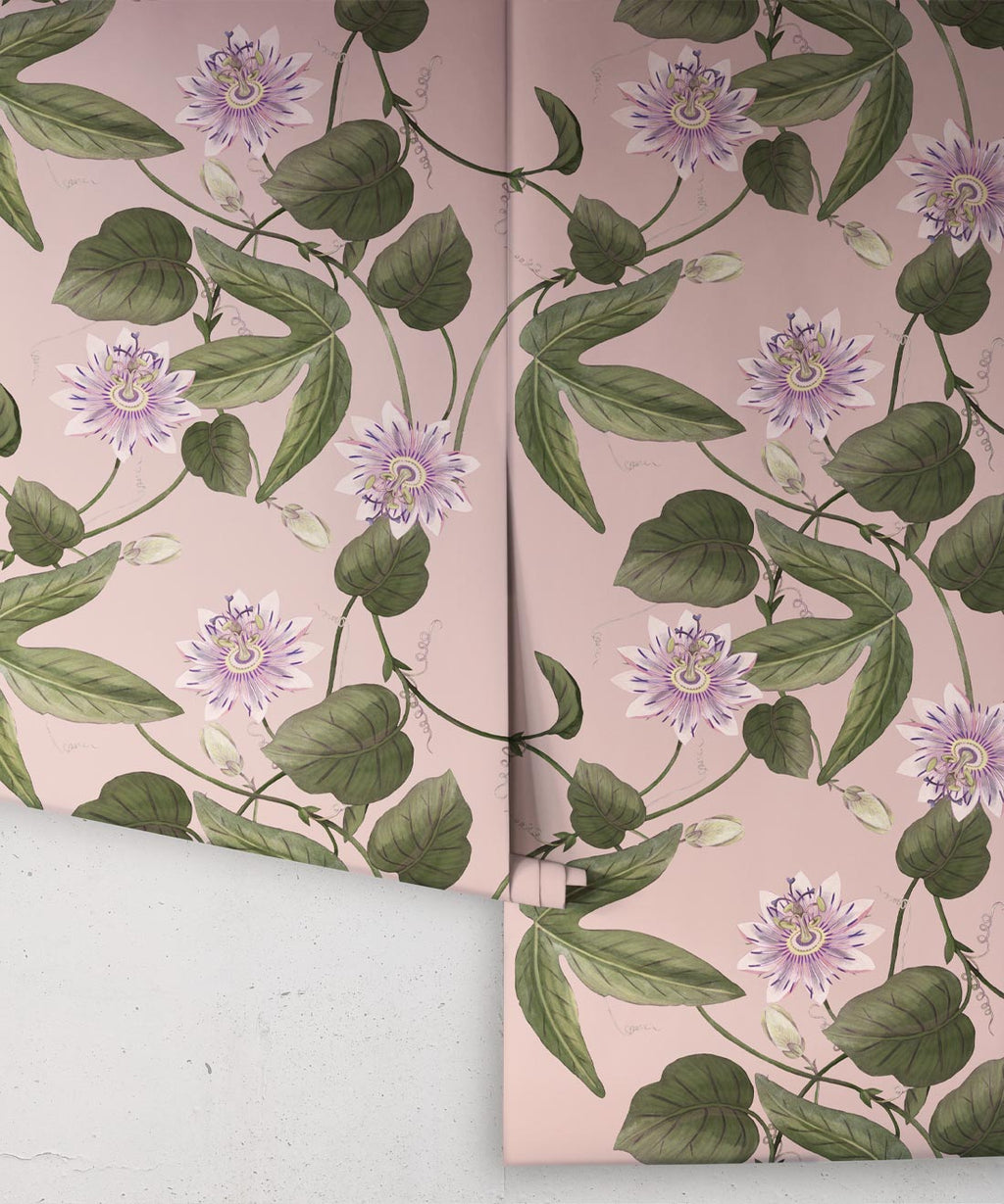 Passiflora Wallpaper, Warm Pink