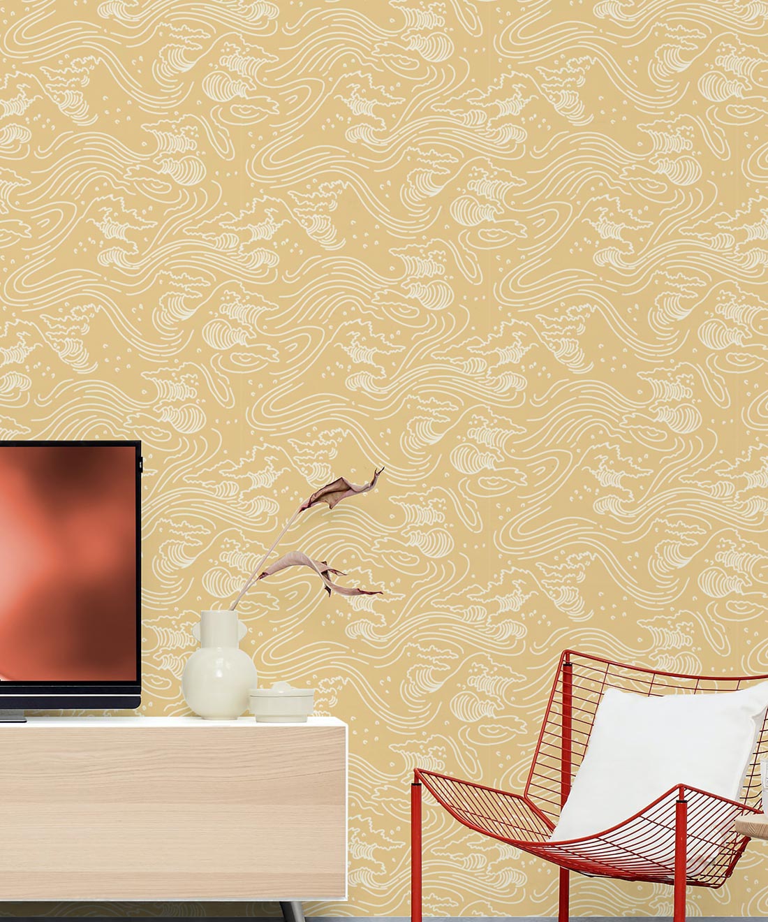Pororoca Wave Wallpaper, Yellow
