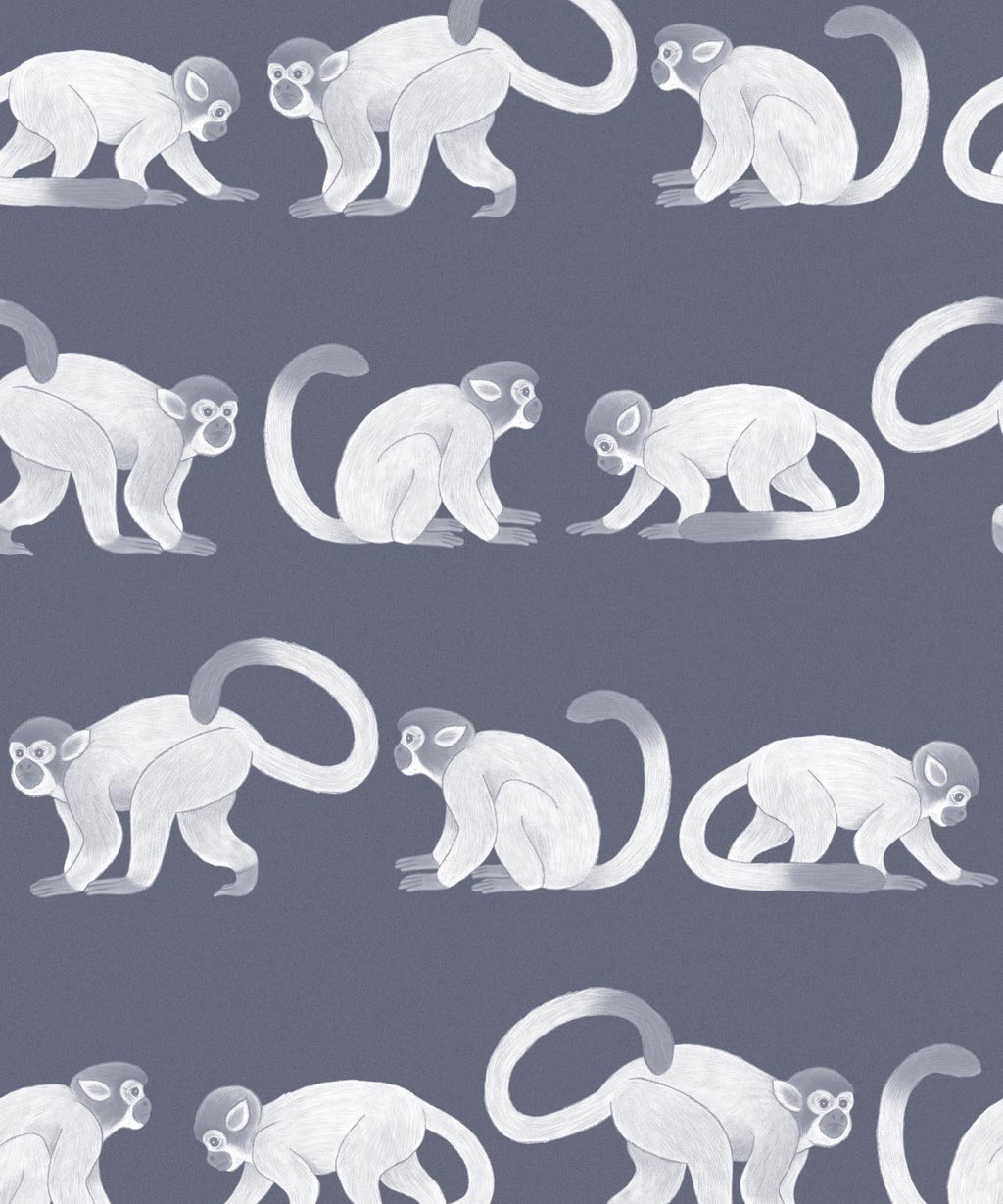 Squirrel Monkeys Wallpaper, Blue