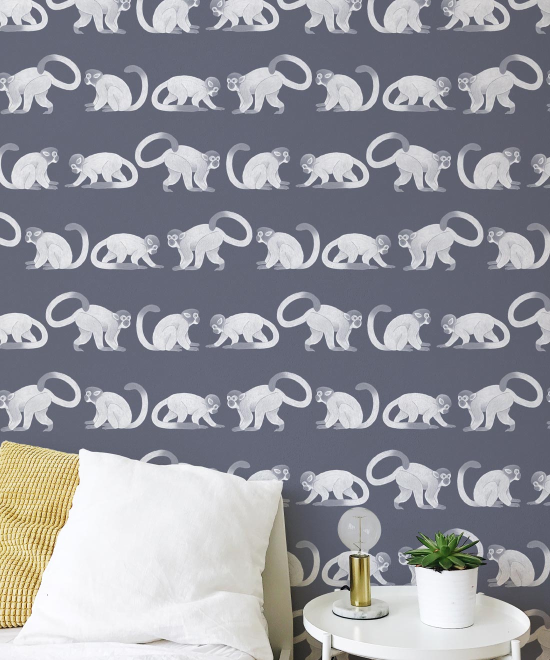 Squirrel Monkeys Wallpaper, Blue