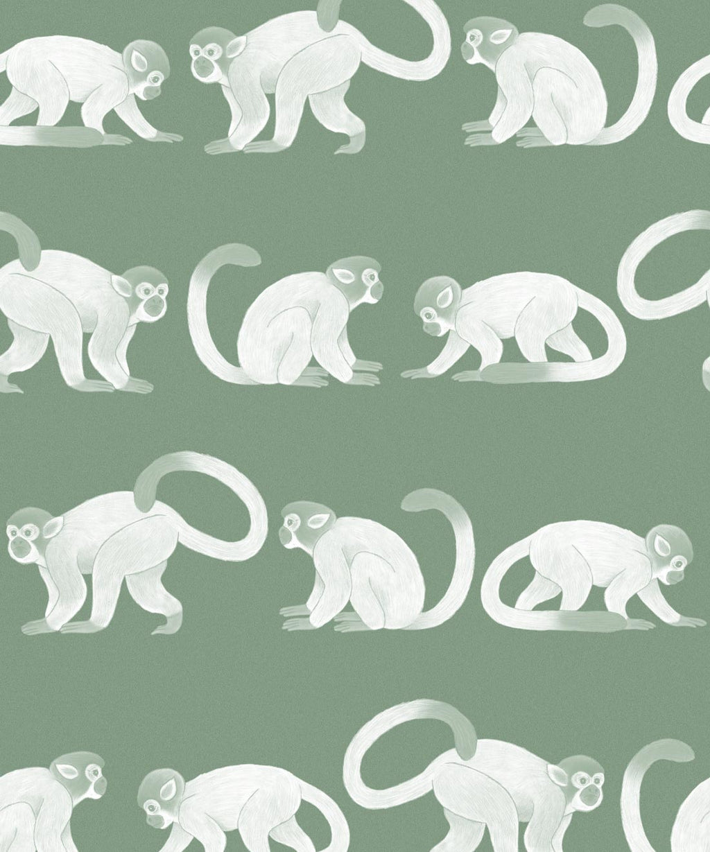 Squirrel Monkeys Wallpaper, Green