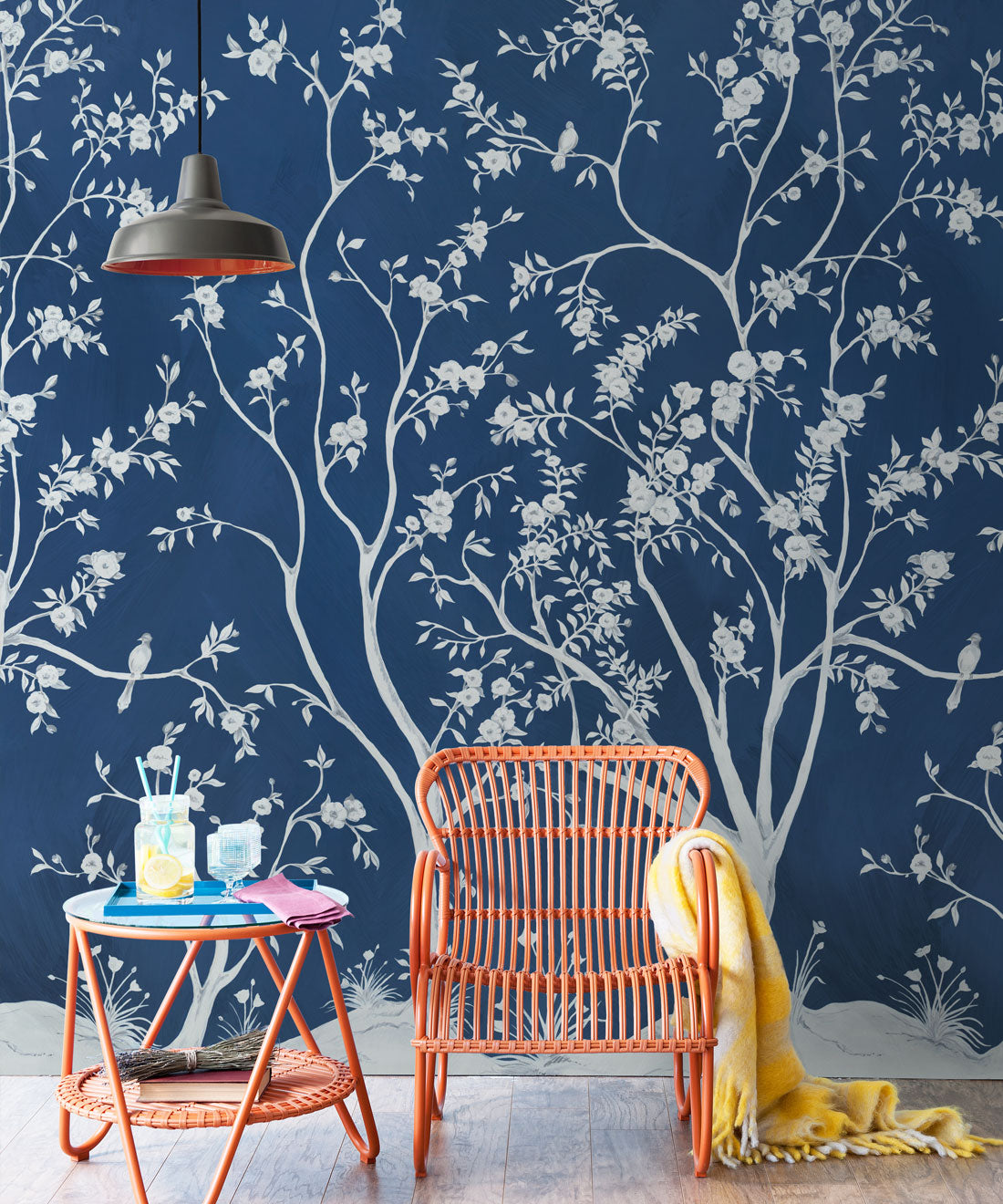Blooming Joy Mural, Deep Blue