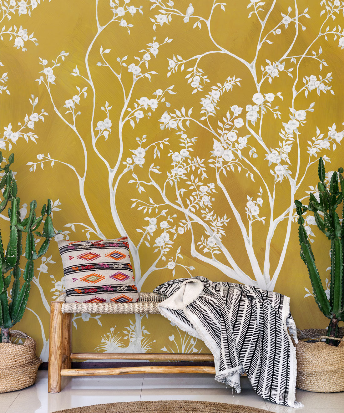 Blooming Joy Mural, Mustard