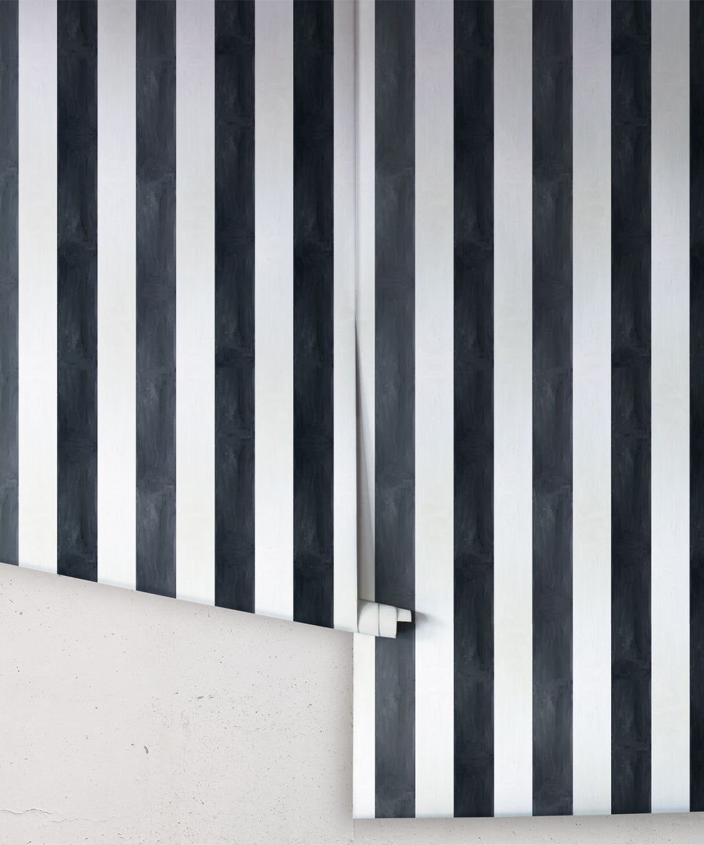 Fresco Stripe Wallpaper, Charcoal