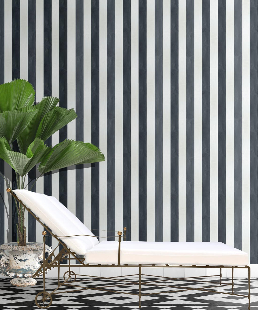 Fresco Stripe Wallpaper, Charcoal