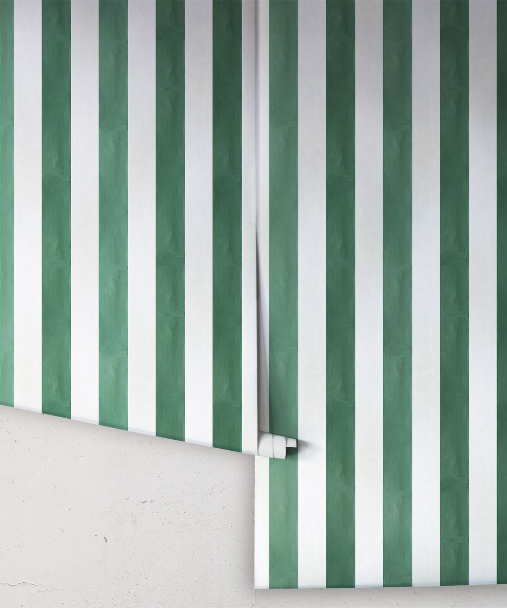 Fresco Stripe Wallpaper, Green