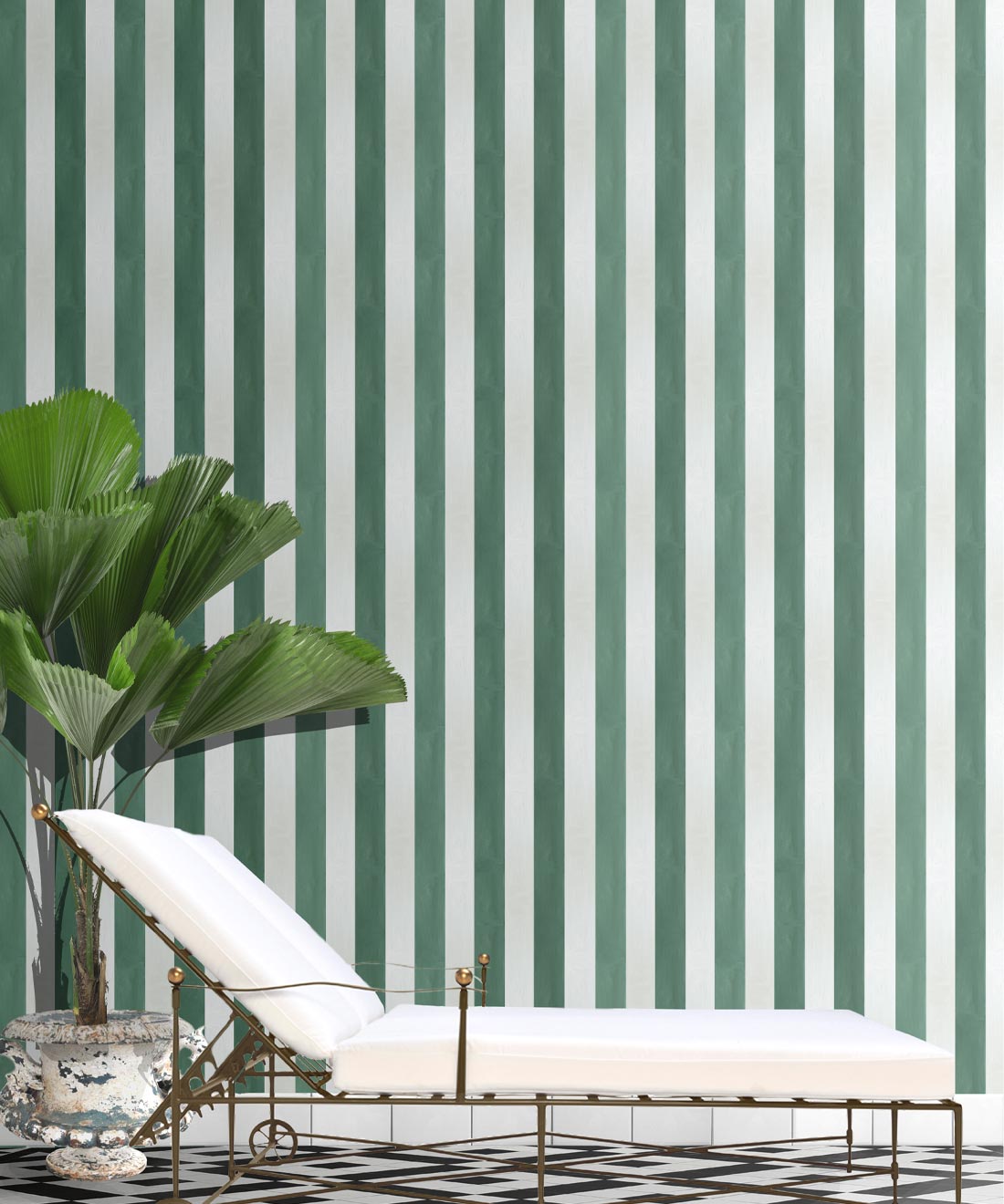 Fresco Stripe Wallpaper, Green