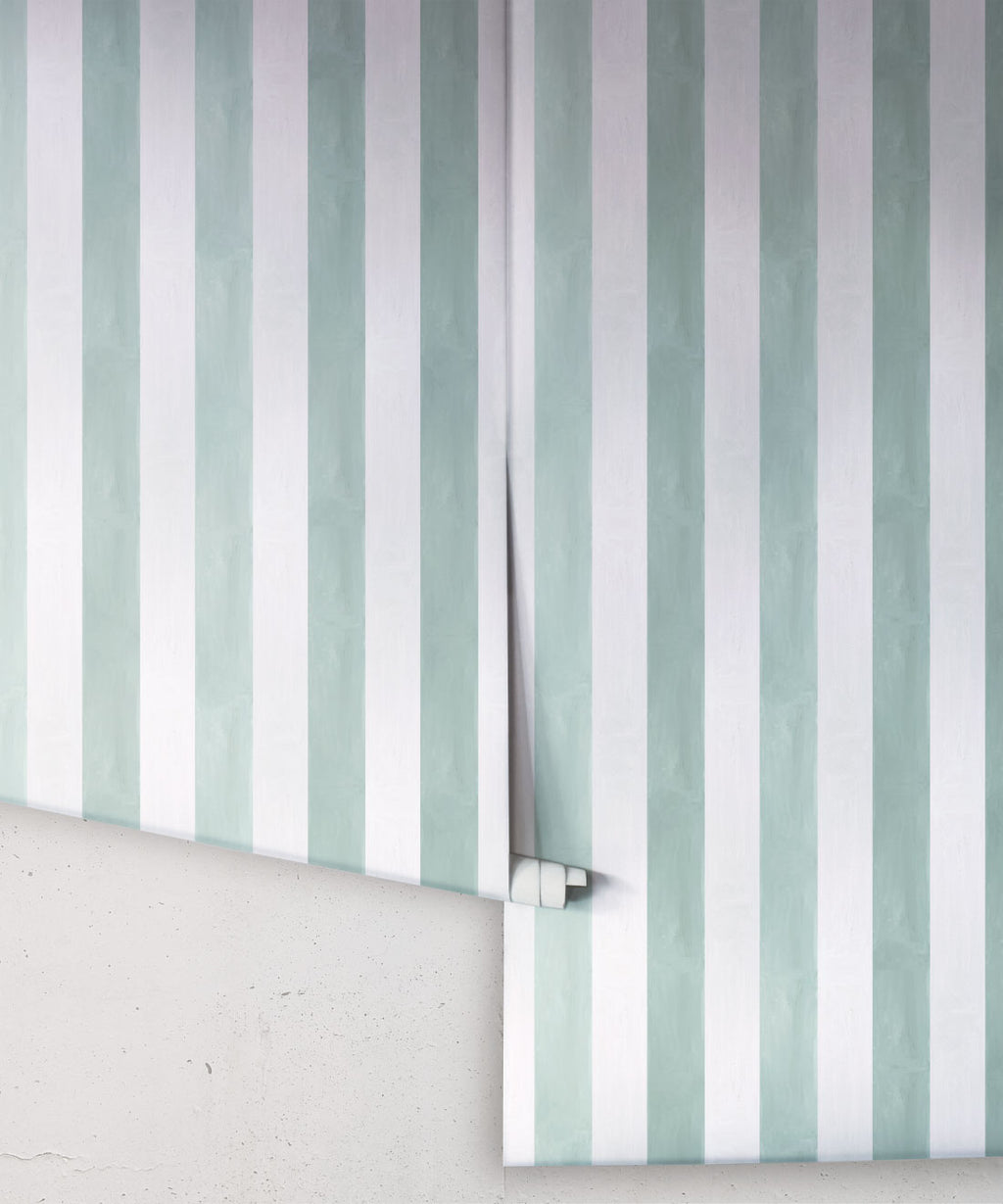 Fresco Stripe Wallpaper, Mint