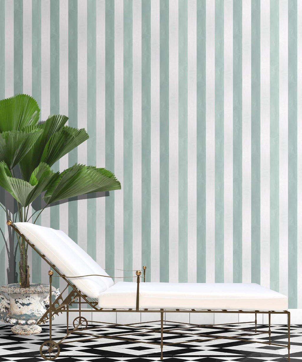 Fresco Stripe Wallpaper, Mint