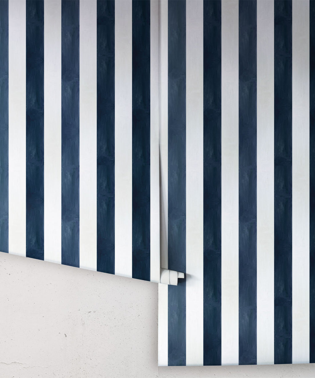 Fresco Stripe Wallpaper, Navy
