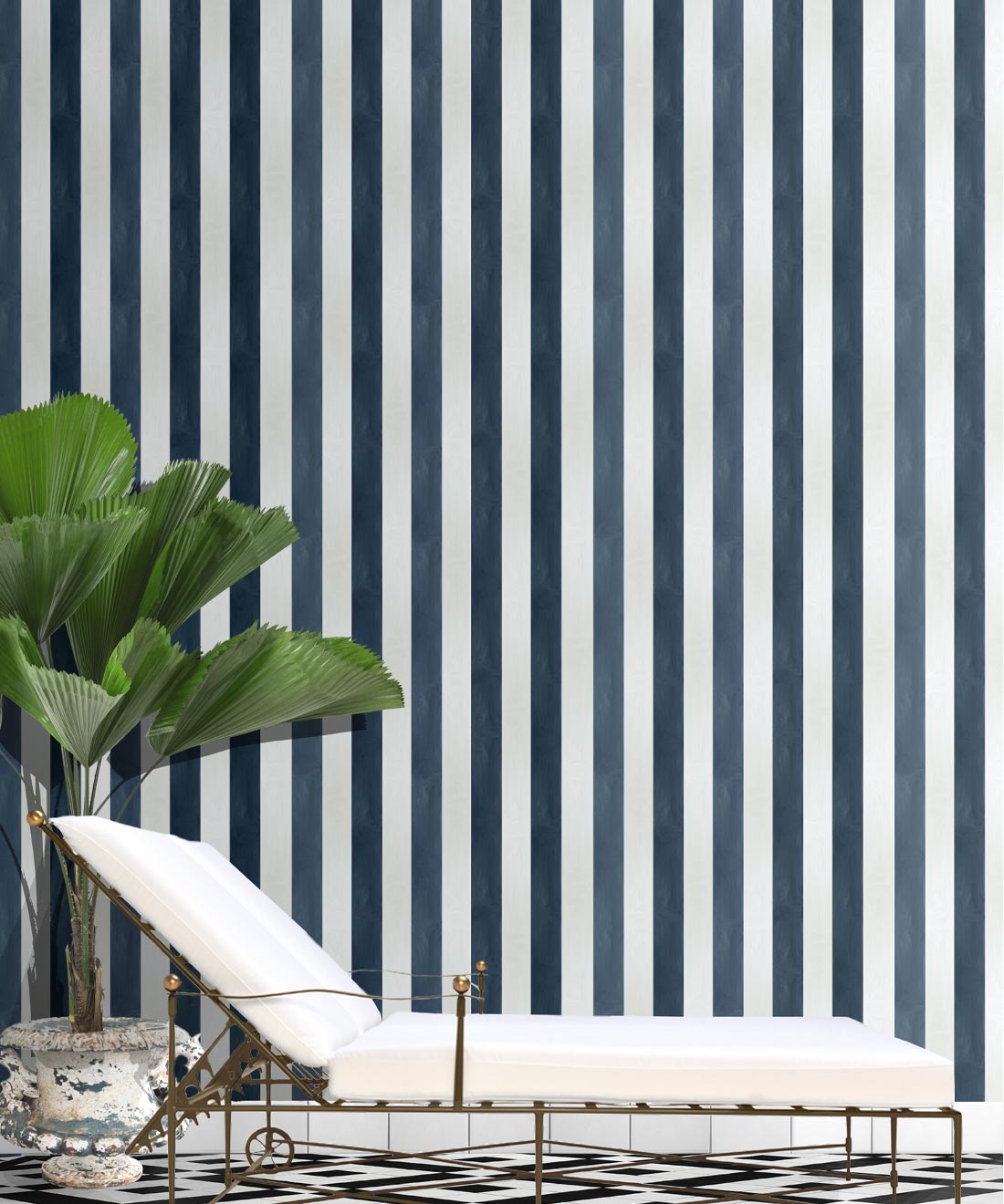 Fresco Stripe Wallpaper, Navy