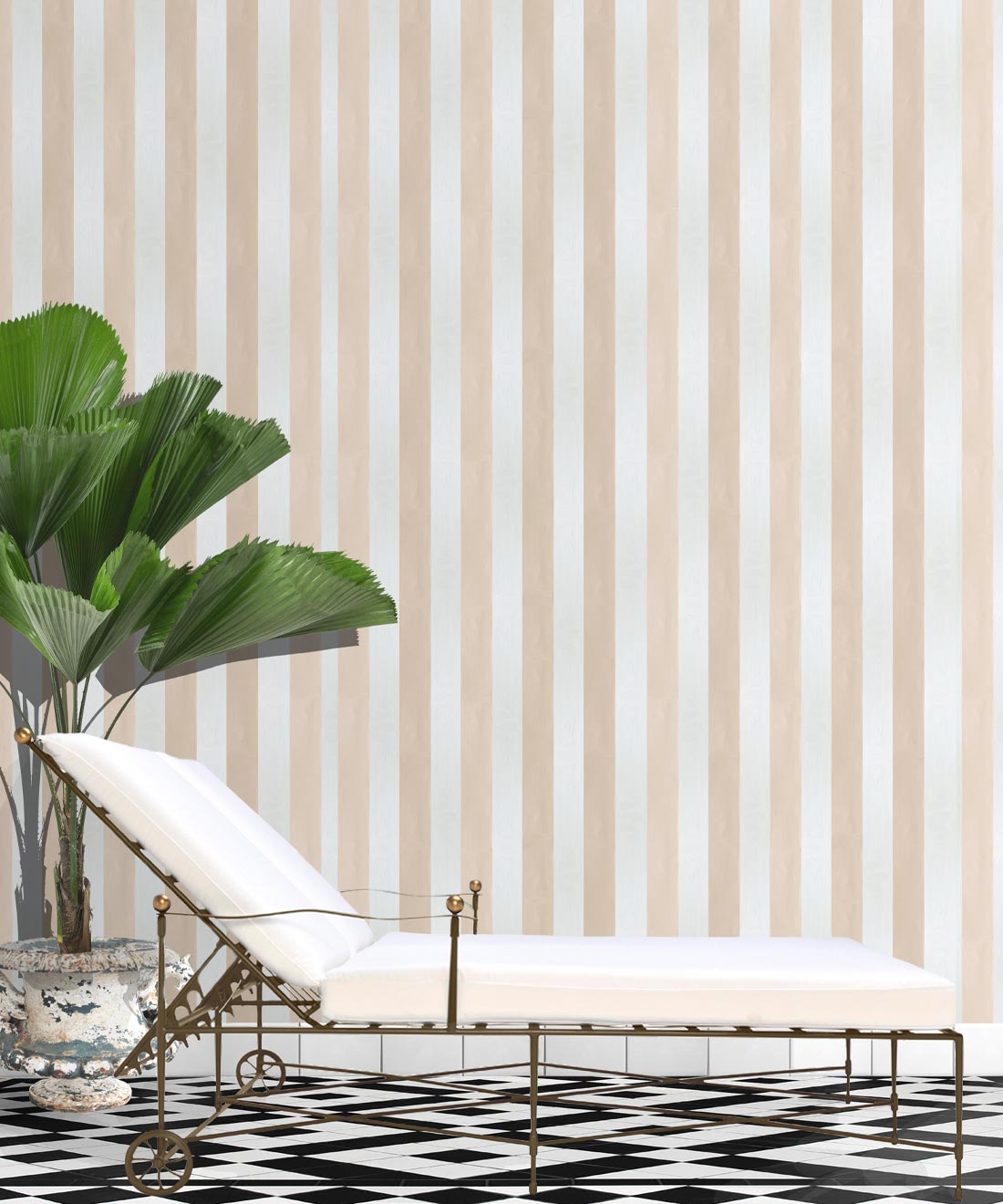 Fresco Stripe Wallpaper, Pink