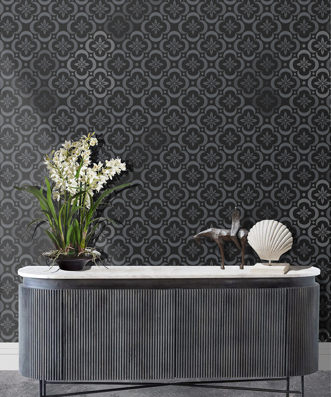 Garden Tiles Wallpaper, Charcoal