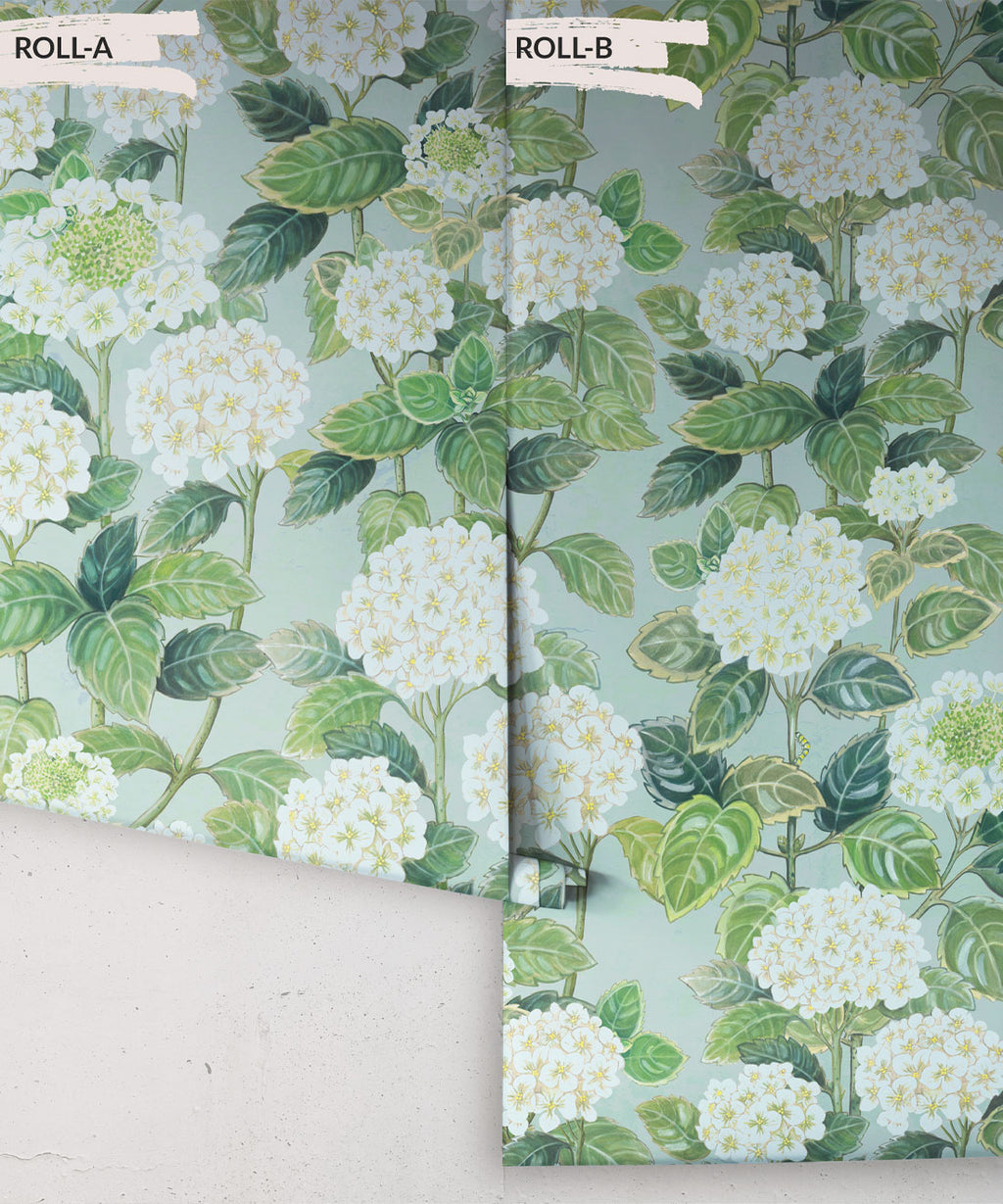 Hydrangea Garden Wallpaper, Aqua