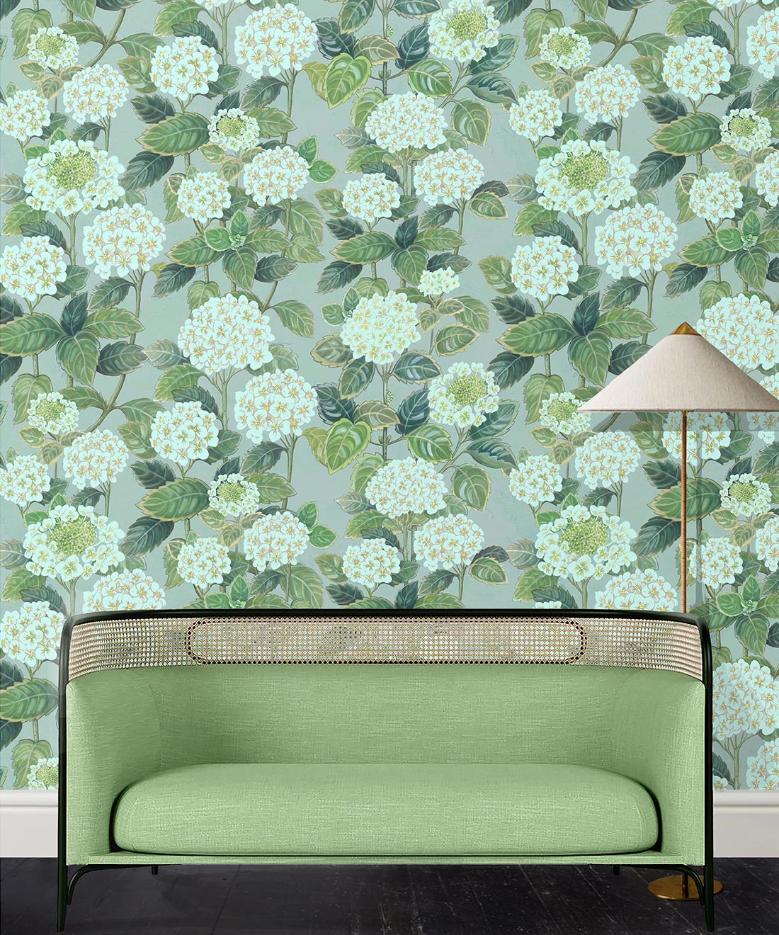 Hydrangea Garden Wallpaper, Aqua