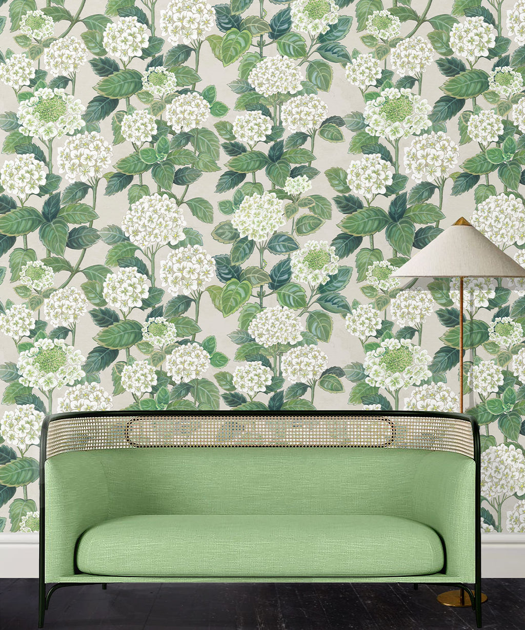 Hydrangea Garden Wallpaper, Beige