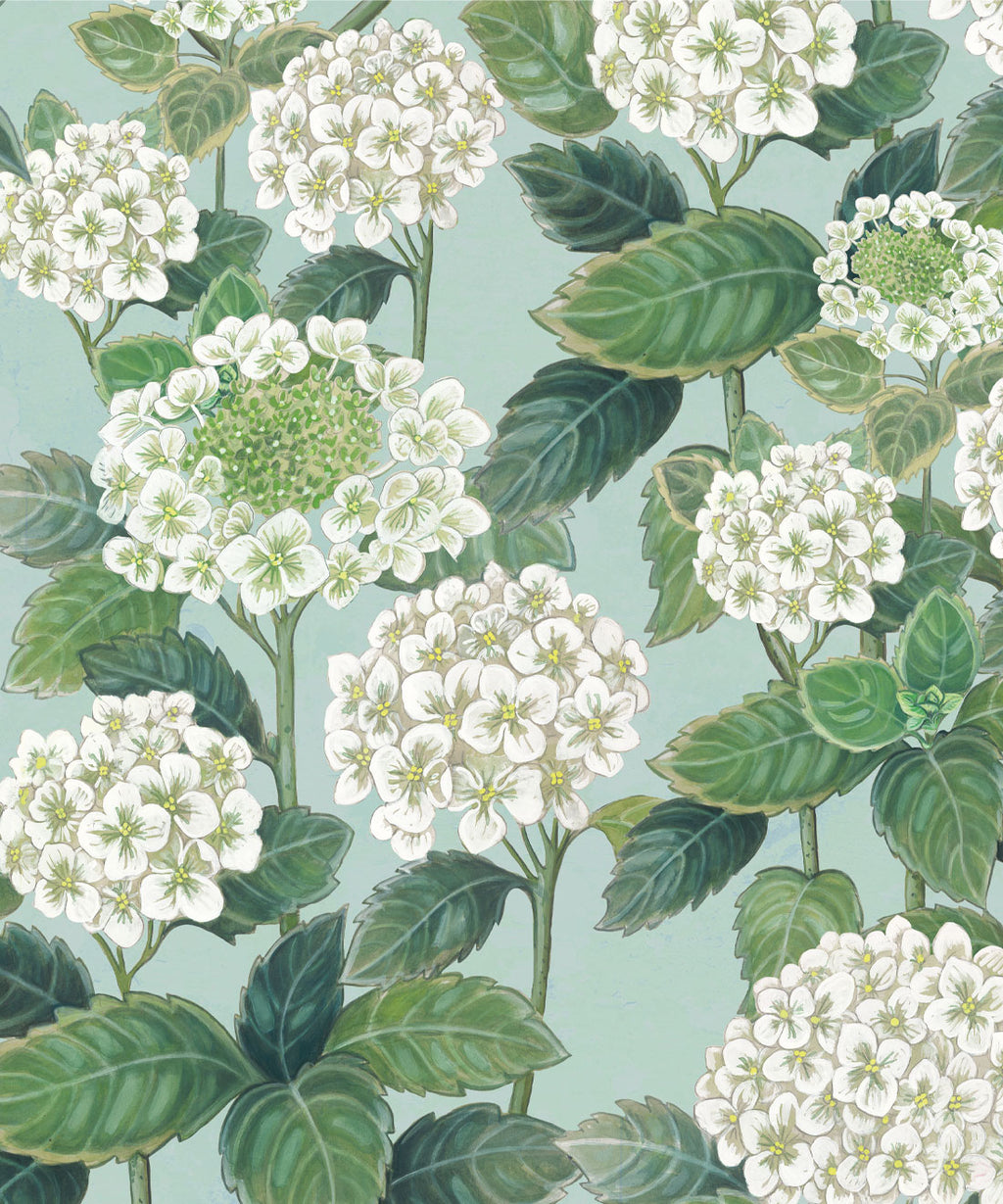 Hydrangea Garden Wallpaper, Blue & White