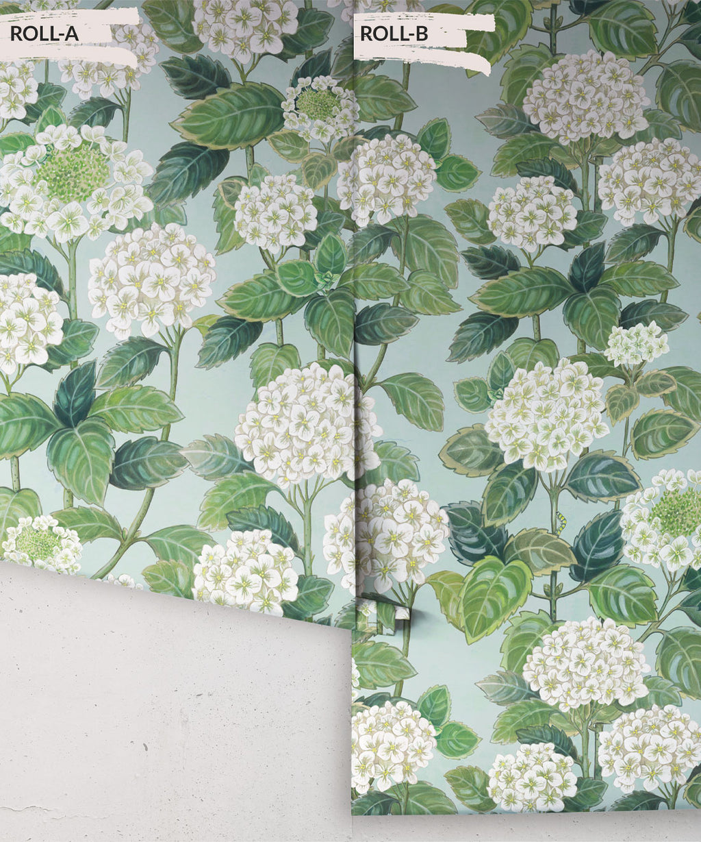 Hydrangea Garden Wallpaper, Blue & White