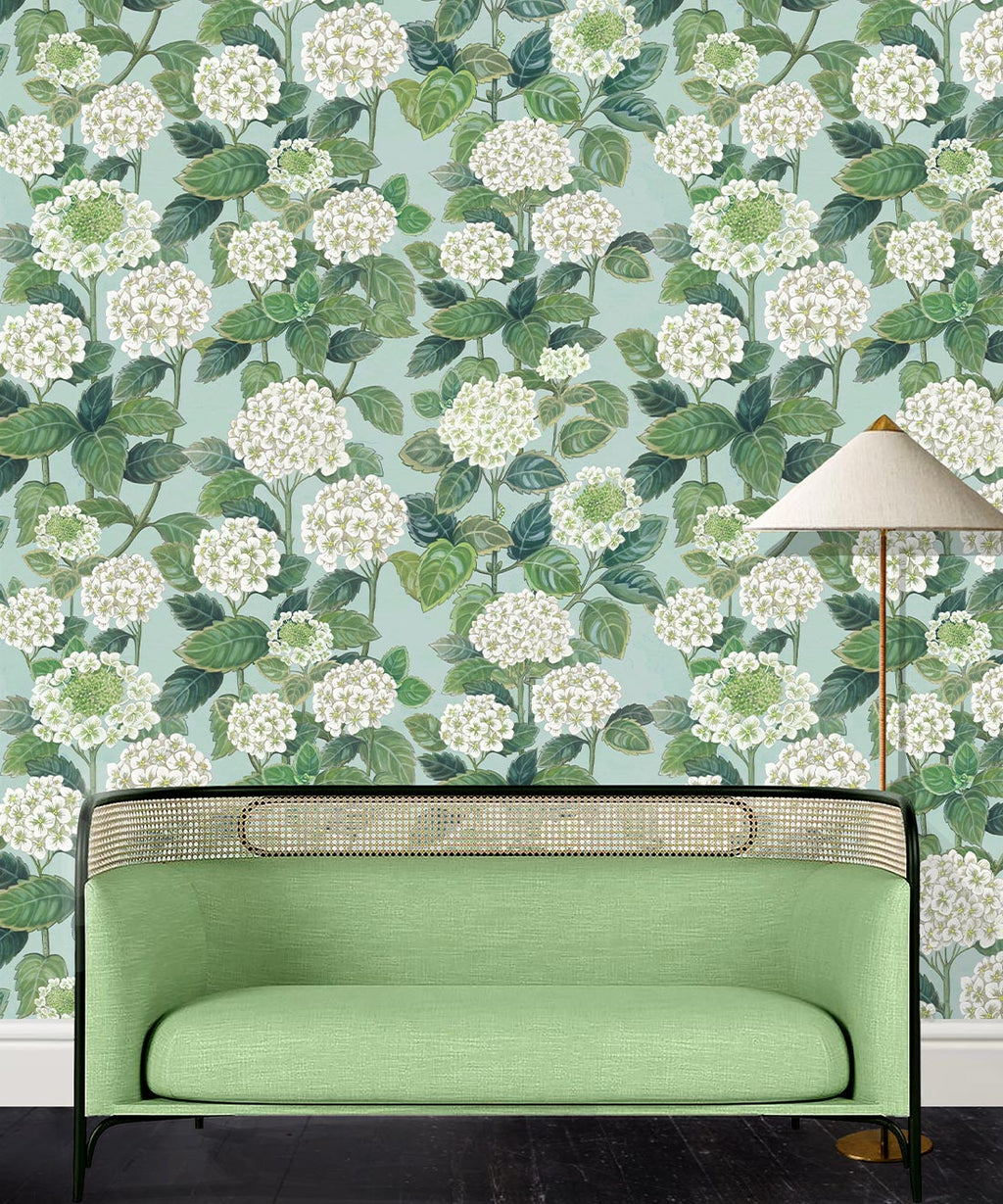 Hydrangea Garden Wallpaper, Blue & White