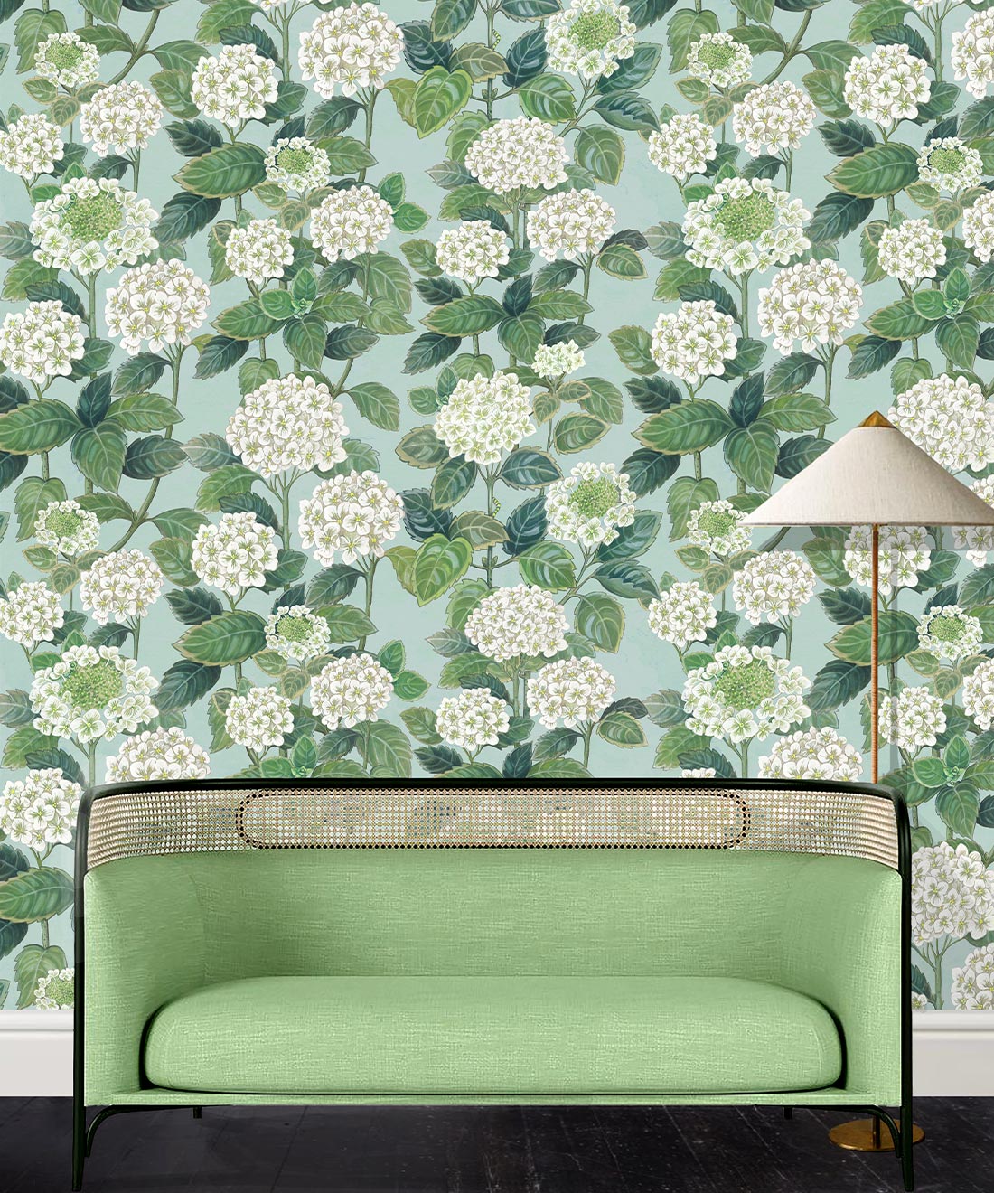 Hydrangea Garden Wallpaper, Blue & White