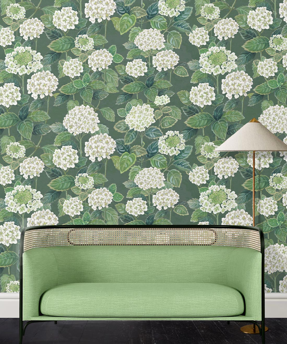 Hydrangea Garden Wallpaper, Green