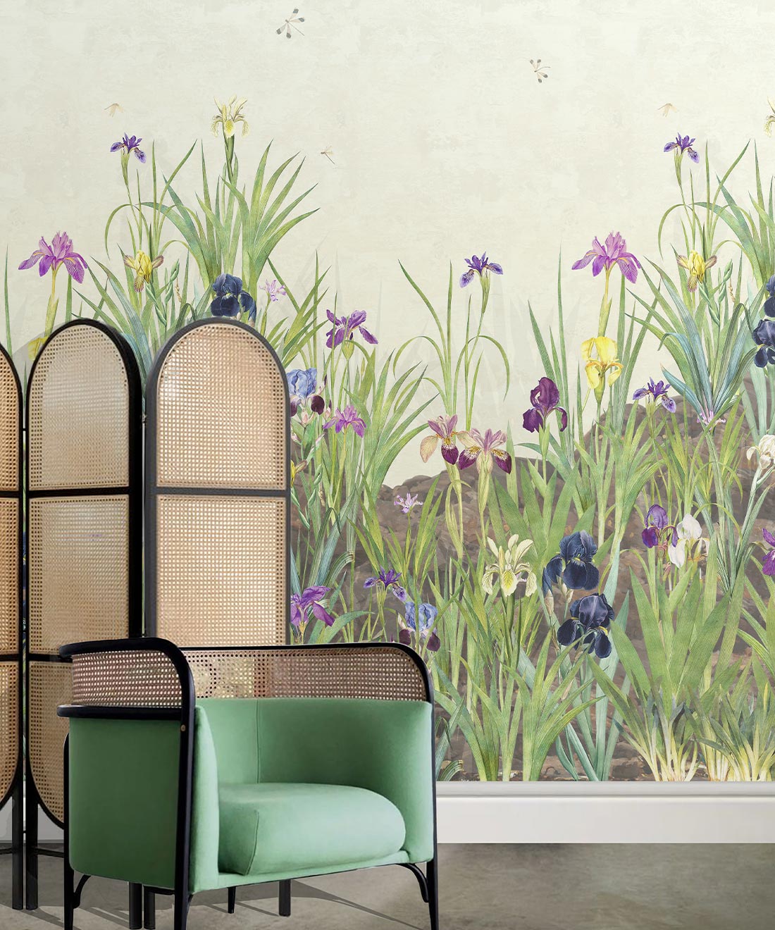 Iris Garden Mural, Beige