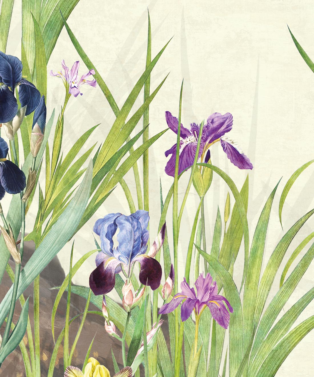 Iris Garden Mural, Beige