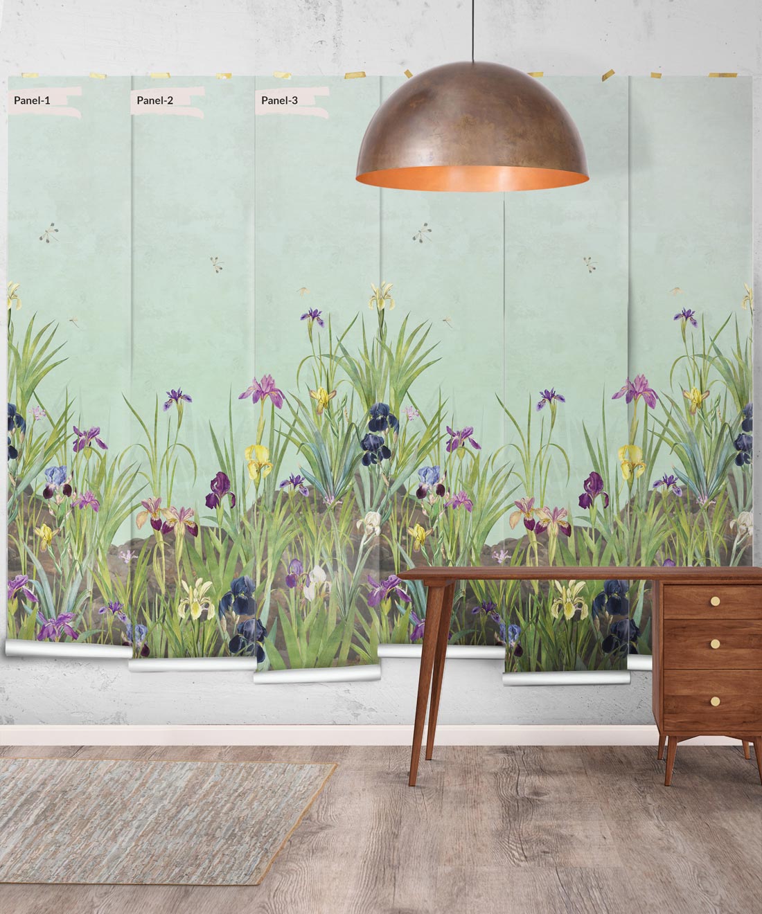 Iris Garden Mural, Blue
