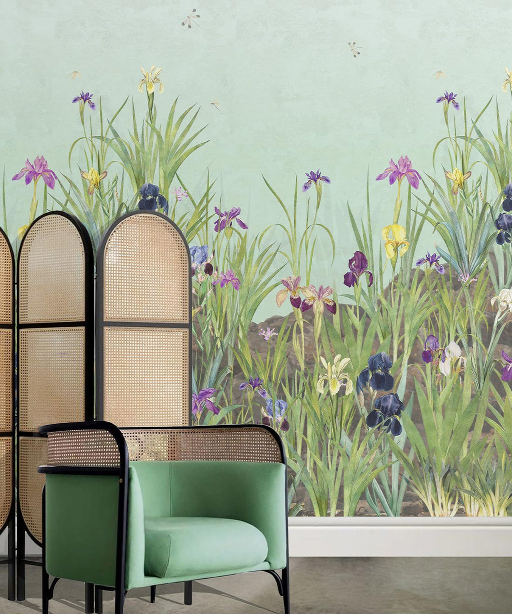 Iris Garden Mural, Blue