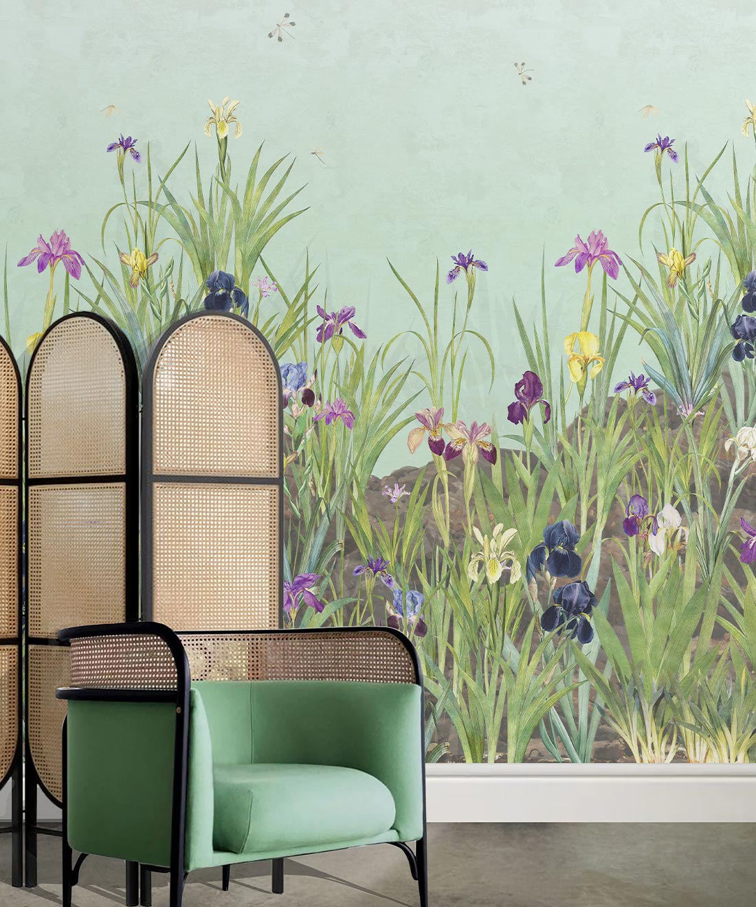 Iris Garden Mural, Blue