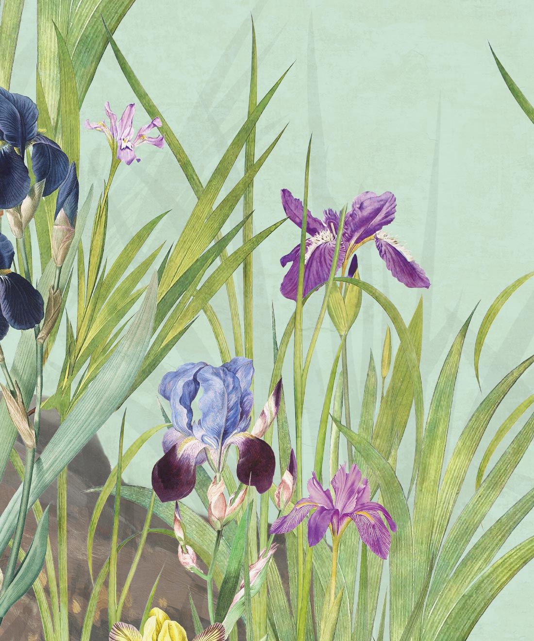 Iris Garden Mural, Blue