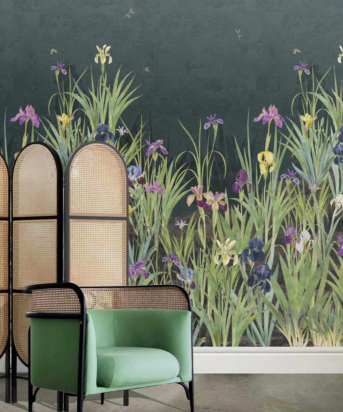 Iris Garden Mural, Navy