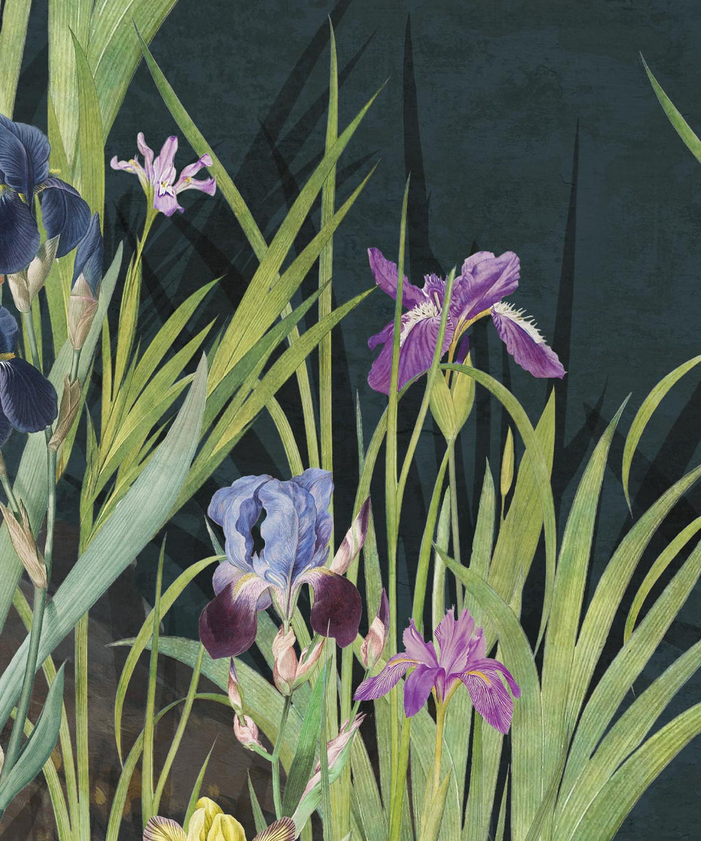 Iris Garden Mural, Navy
