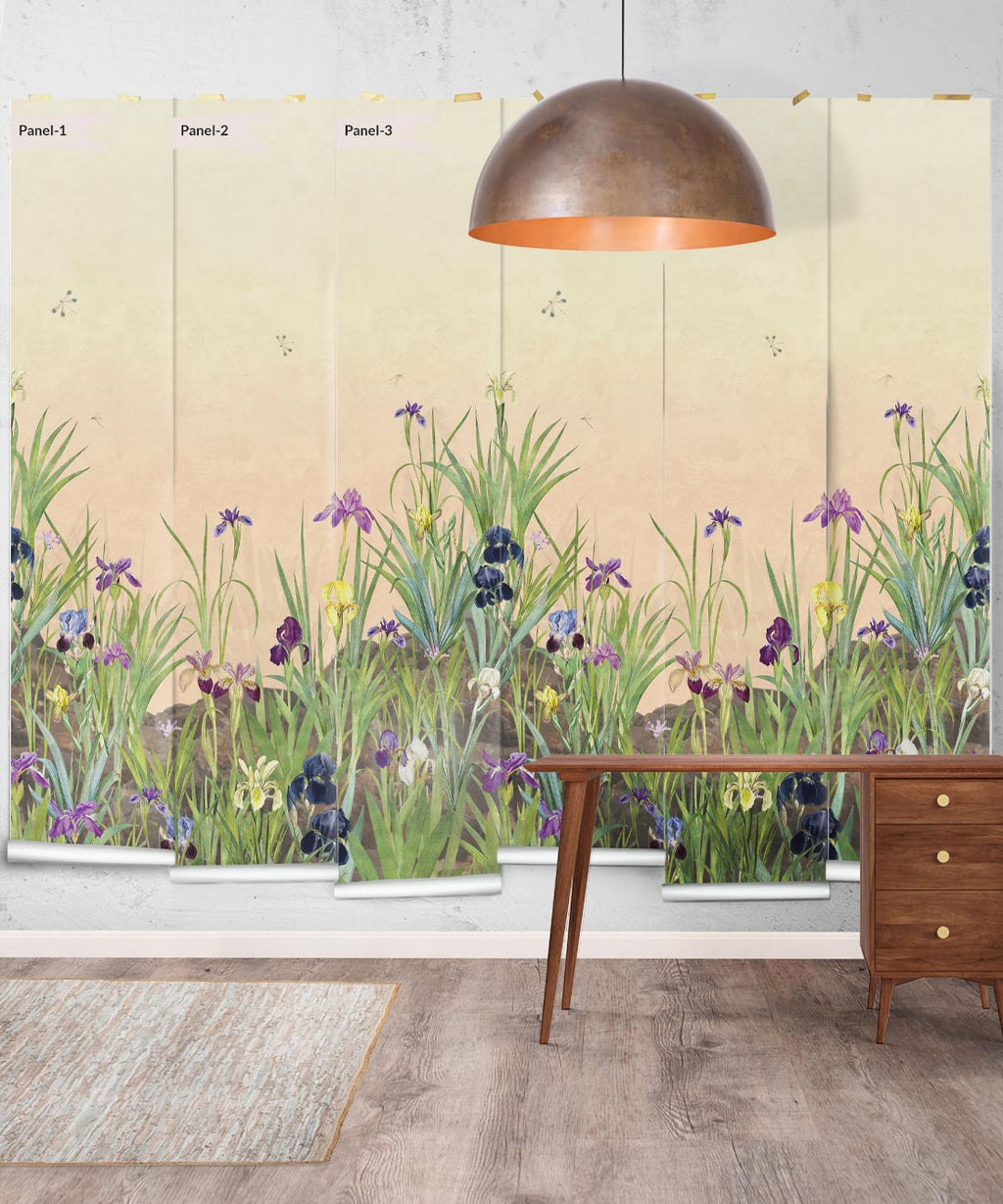 Iris Garden Mural, Pink