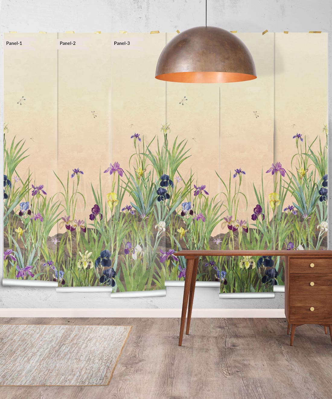 Iris Garden Mural, Pink