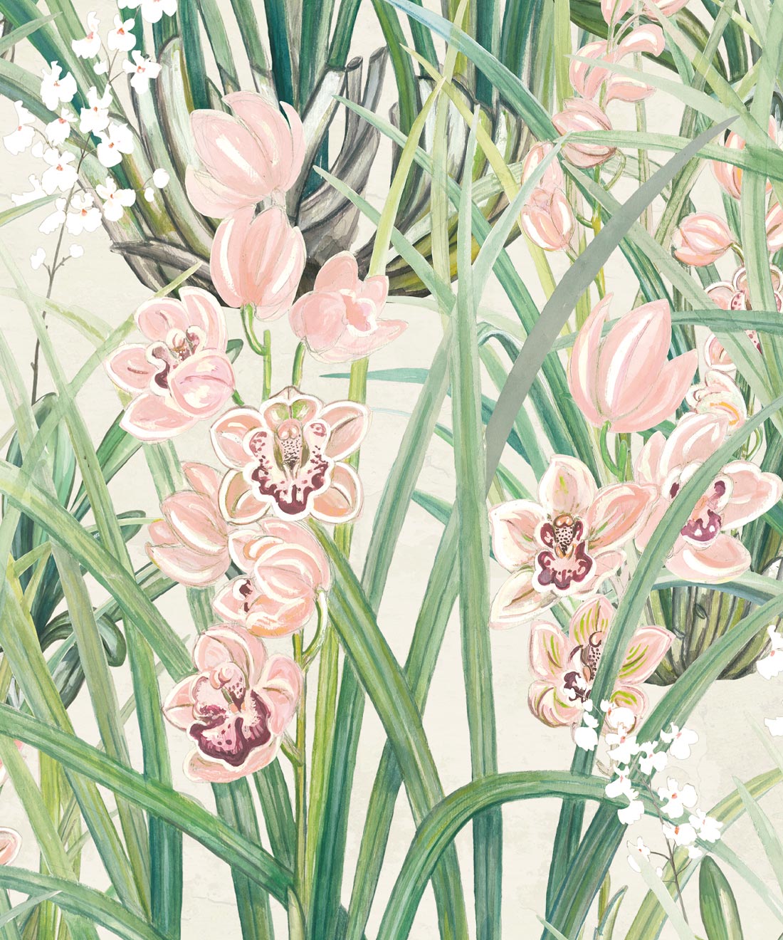 Garden Orchids Wallpaper, Beige