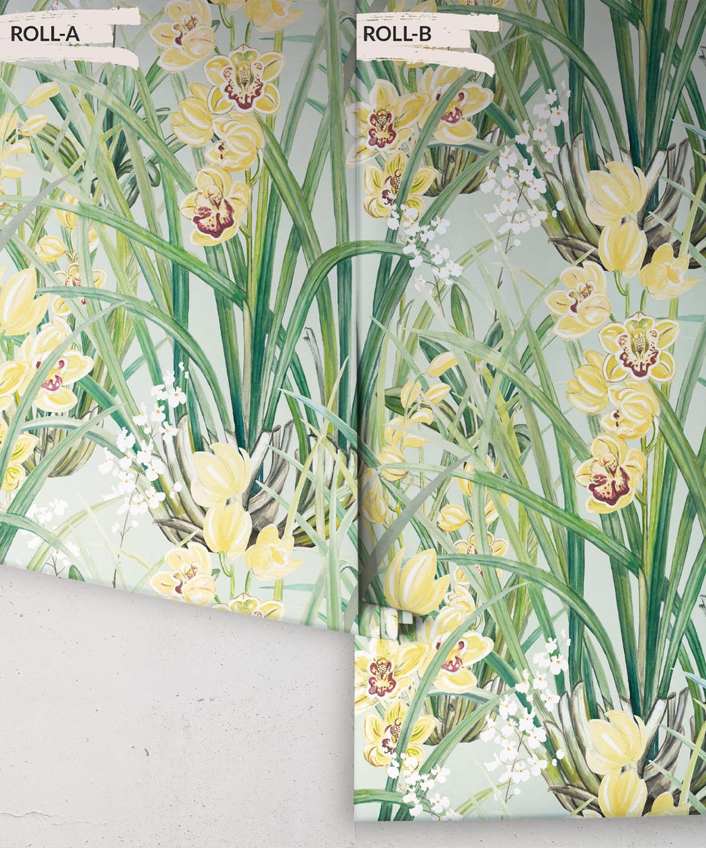 Garden Orchids Wallpaper, Blue