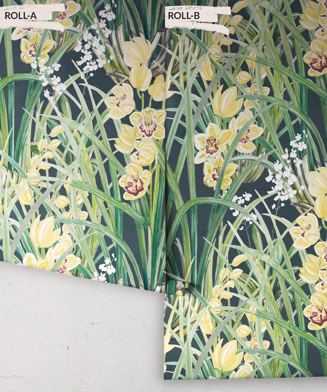 Garden Orchids Wallpaper, Navy