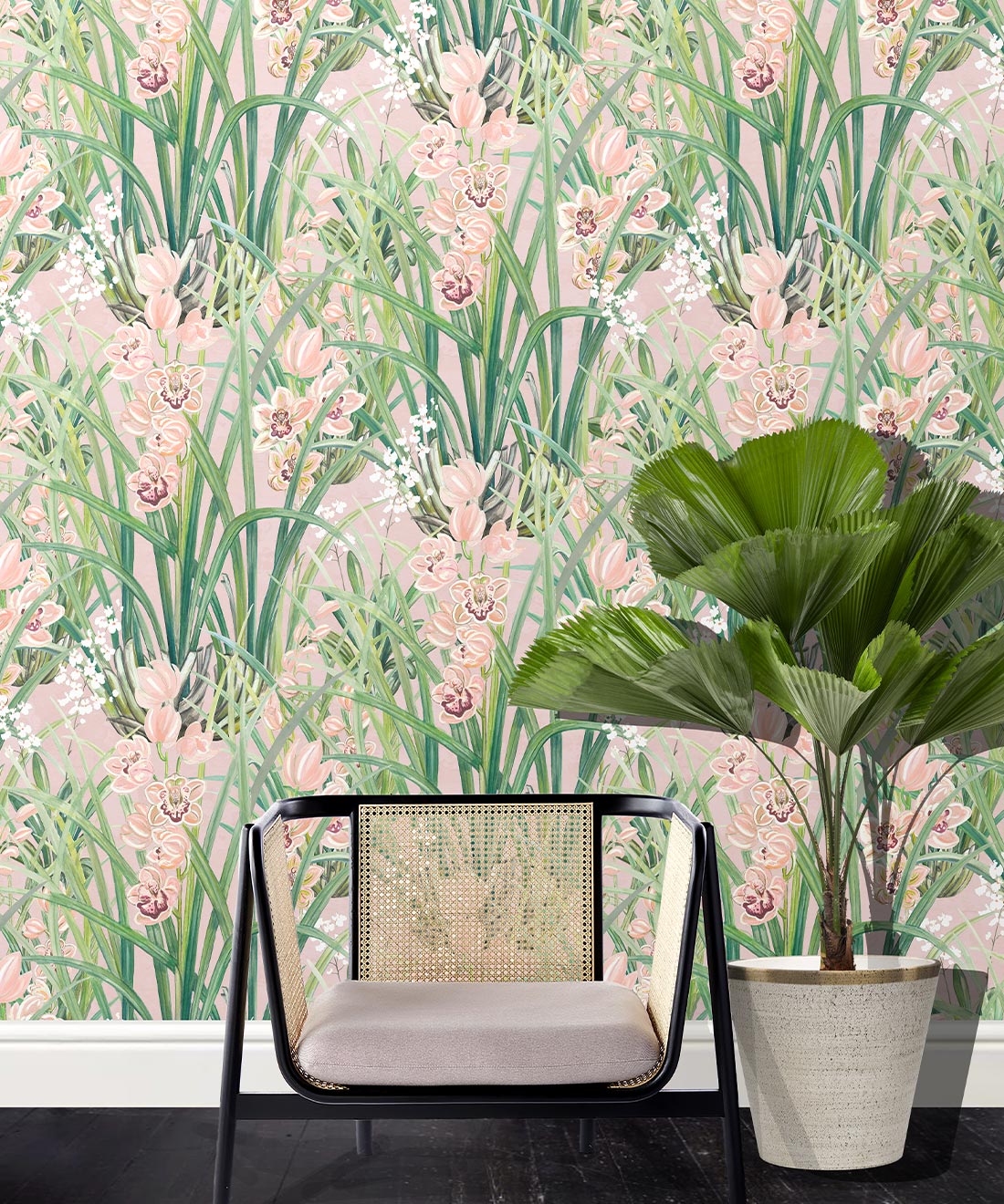 Garden Orchids Wallpaper, Pink