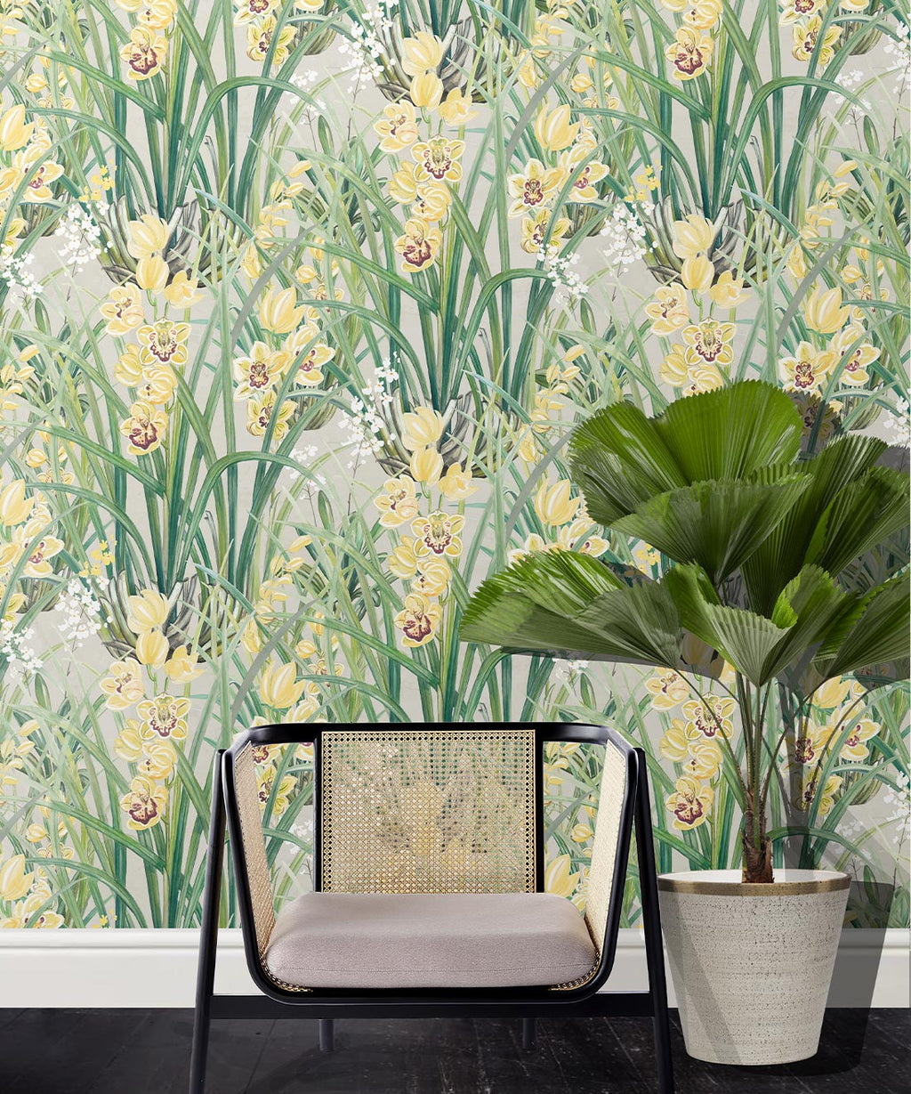 Garden Orchids Wallpaper, Yellow