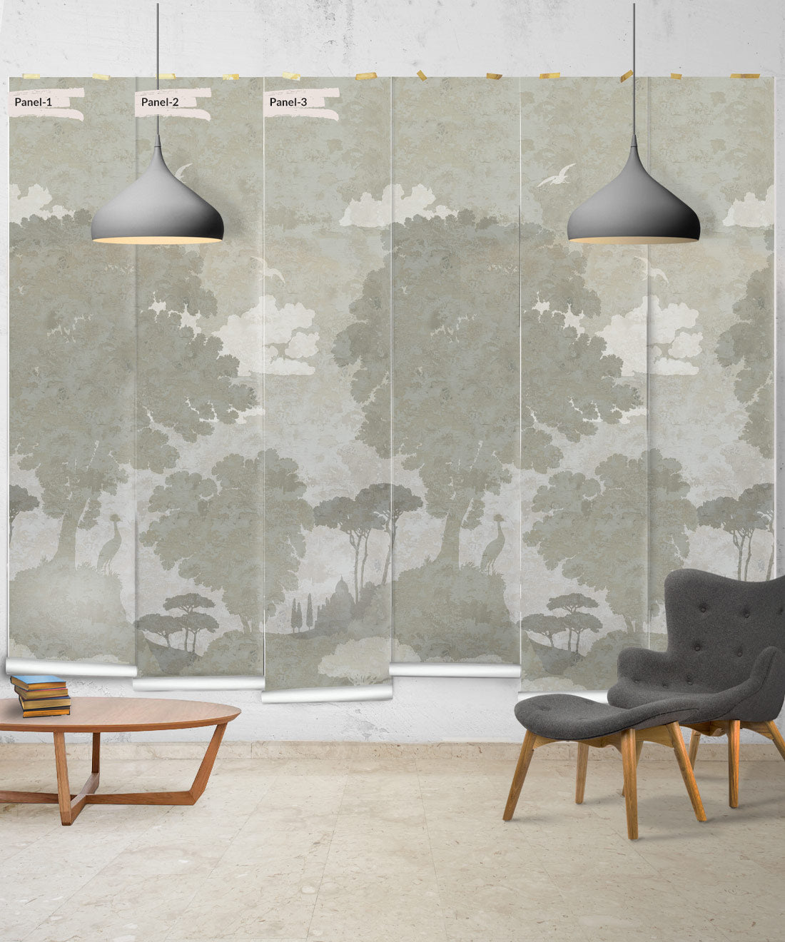 Tuscan Landscape Mural, Beige