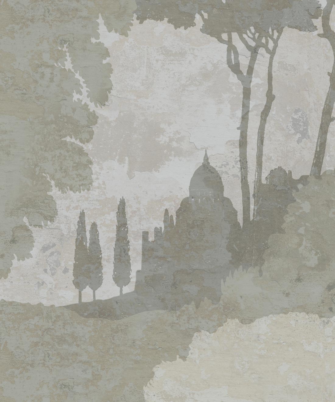 Tuscan Landscape Mural, Beige