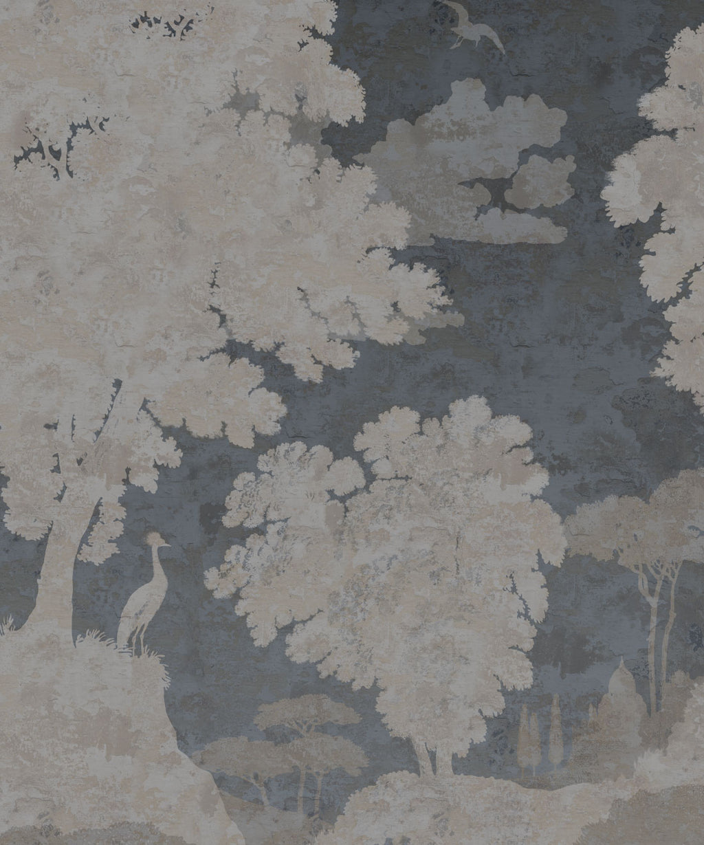Tuscan Landscape Mural, Blue